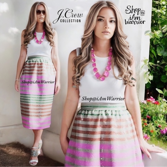 J.Crew Collection multi striped sequin midi skirt *Shop@iAmWarrior - Picture 1 of 17